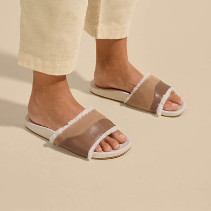 OluKai | Hō‘ala Slide Women’s Slide Slipper Sandals - Tan / Puka
