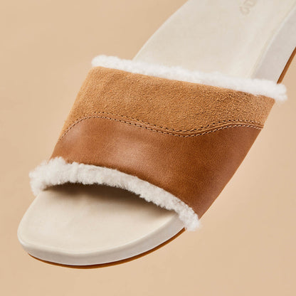 OluKai | Hō‘ala Slide Women’s Slide Slipper Sandals - Tan / Puka