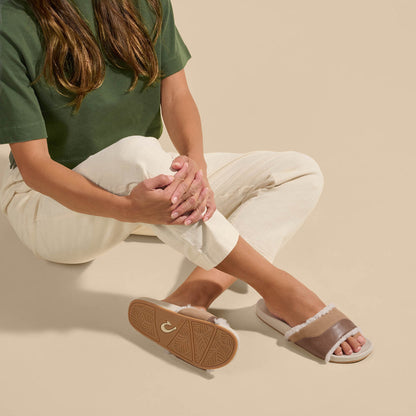 OluKai | Hō‘ala Slide Women’s Slide Slipper Sandals - Tan / Puka