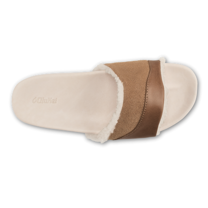 OluKai | Hō‘ala Slide Women’s Slide Slipper Sandals - Tan / Puka