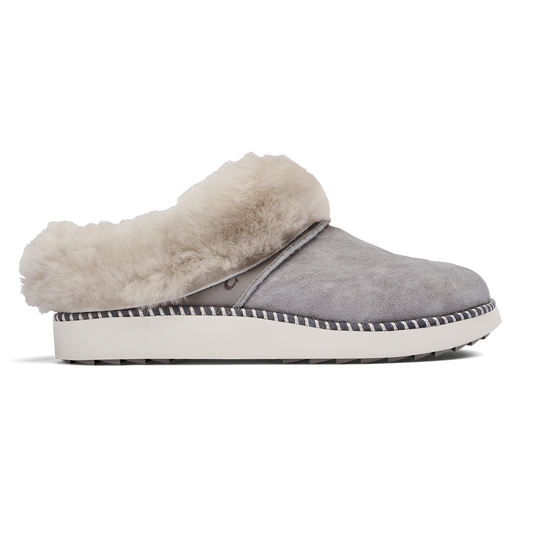 OluKai | Ku‘i Women’s Fuzzy Slip-On Slippers - Fog