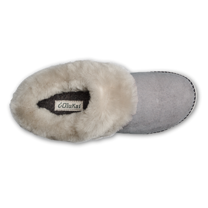 OluKai | Ku‘i Women’s Fuzzy Slip-On Slippers - Fog