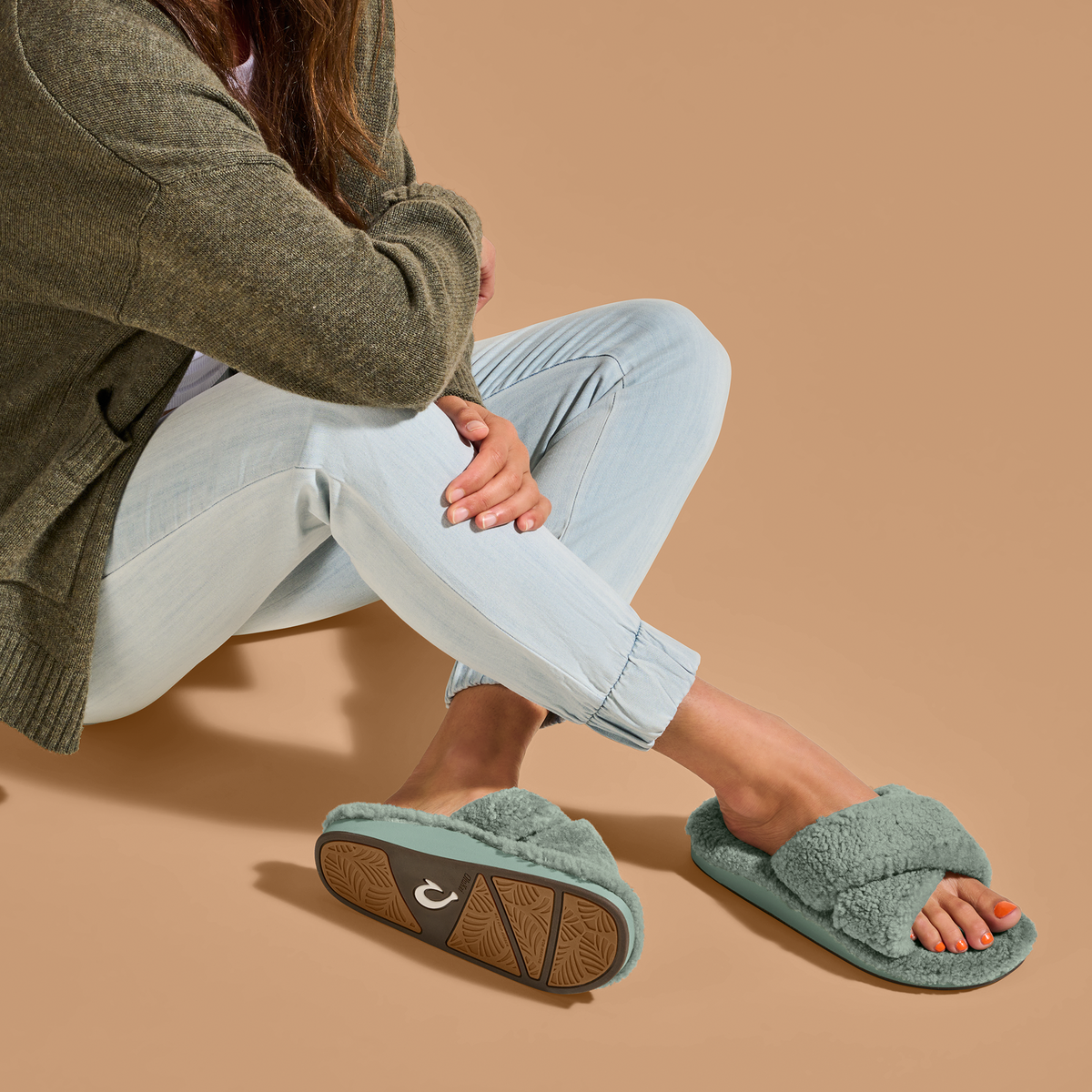 OluKai | Hila Heu Women’s Slide Slipper Sandals - Muted Green