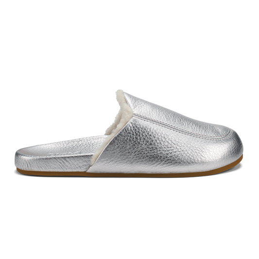 OluKai | Kōnea Women’s Leather Slipper Mules - Silver