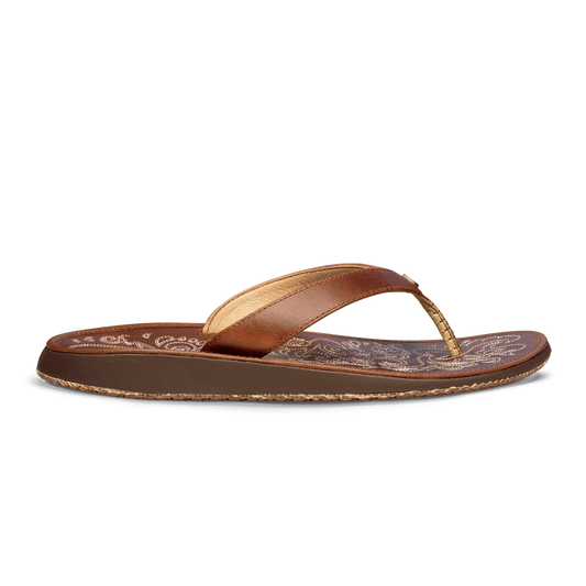OluKai | Paniolo Women’s Leather Beach Flip Flops - Natural