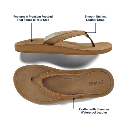 OluKai | Southshore Women’s Waterproof Leather Sandals - Toffee