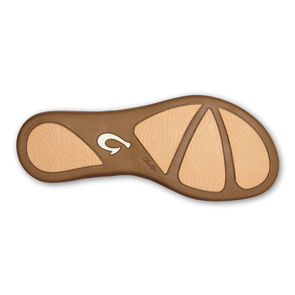 OluKai | Honu Women’s Leather Sandals - Bright White / Golden Sand