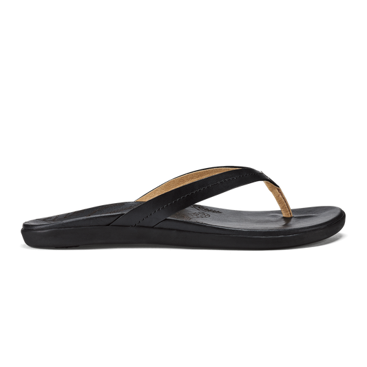 OluKai | Honu Women’s Leather Beach Sandals - Black