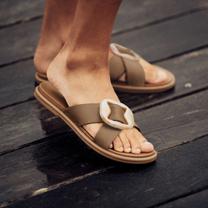OluKai | La‘i Slide Women’s Slide Beach Sandals - Tan