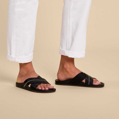 OluKai | Kipe‘a ‘Olu Women‘s Slide Sandals - Black