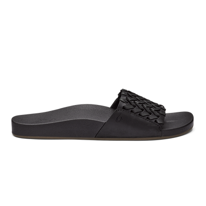 OluKai | Kāmola Women’s Leather Slide Sandals - Black