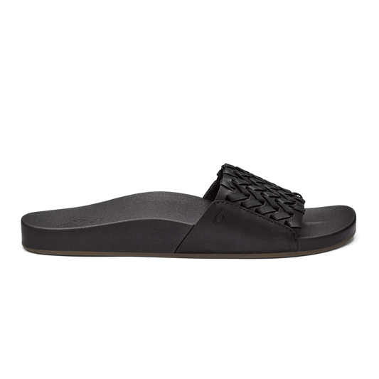 OluKai | Kāmola Women’s Leather Slide Sandals - Black