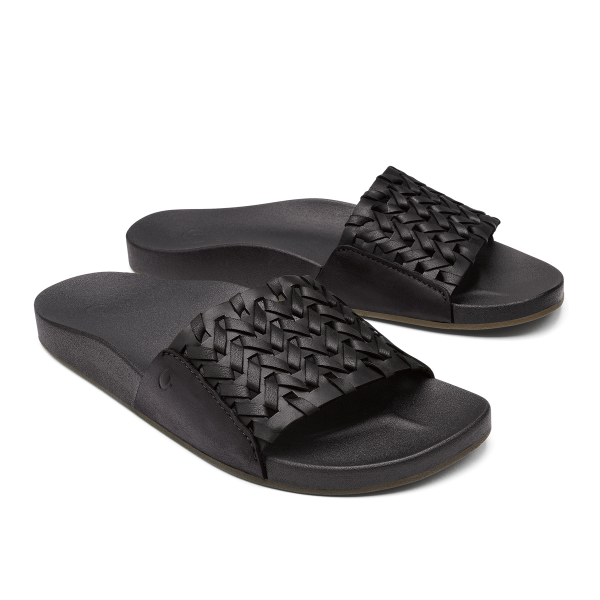 OluKai | Kāmola Women’s Leather Slide Sandals - Black