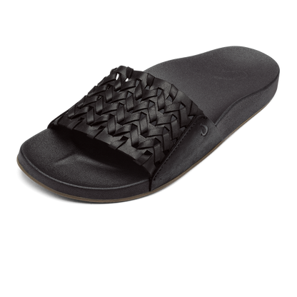 OluKai | Kāmola Women’s Leather Slide Sandals - Black