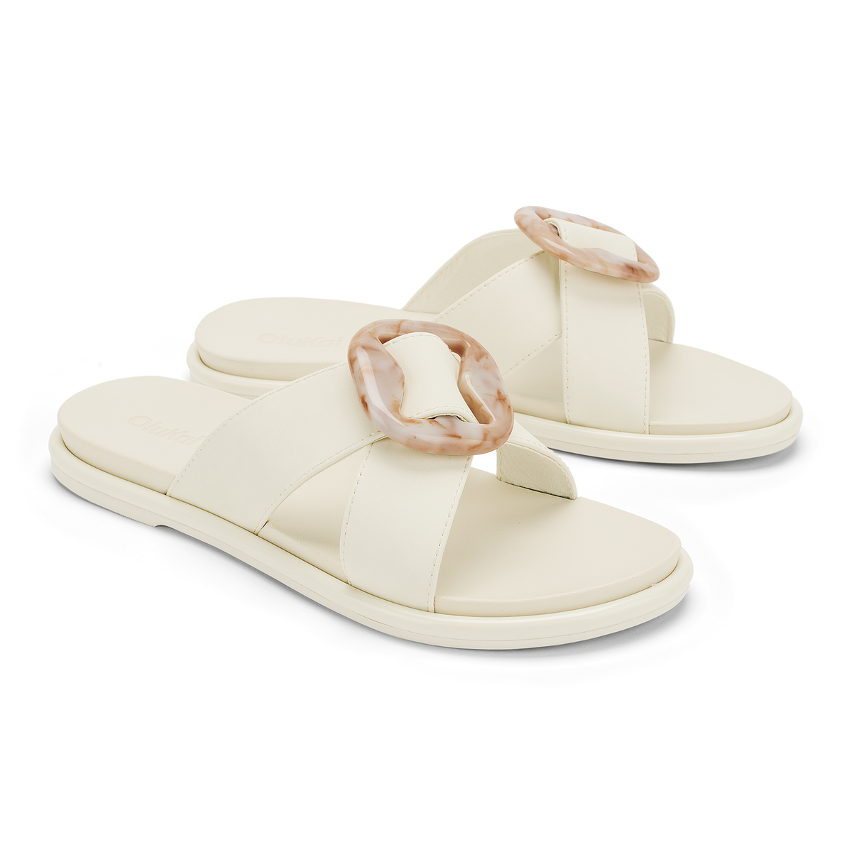 OluKai | La‘i Slide Women’s Slide Beach Sandals - White Sand