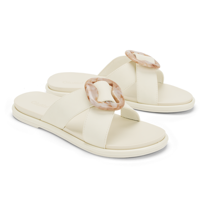 OluKai | La‘i Slide Women’s Slide Beach Sandals - White Sand