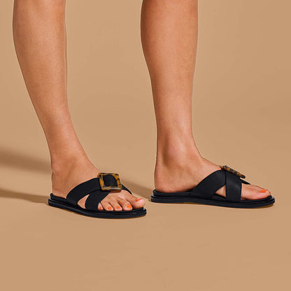 OluKai | La‘i Slide Women’s Slide Beach Sandals - Black