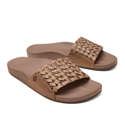 OluKai | Kāmola Women’s Leather Slide Sandals - Tan