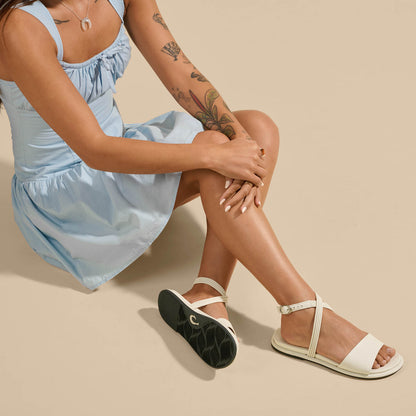 OluKai | Tiare Wrap Women’s Leather Sandals - White Sand